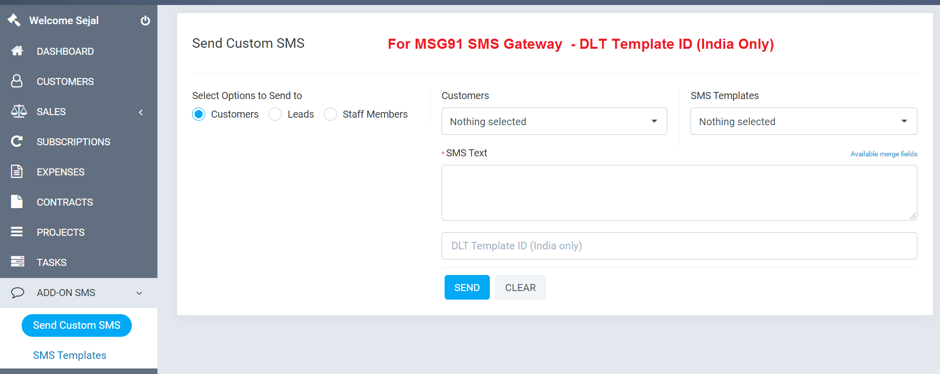 Add-on SMS Manager Module for Perfex CRM - 6