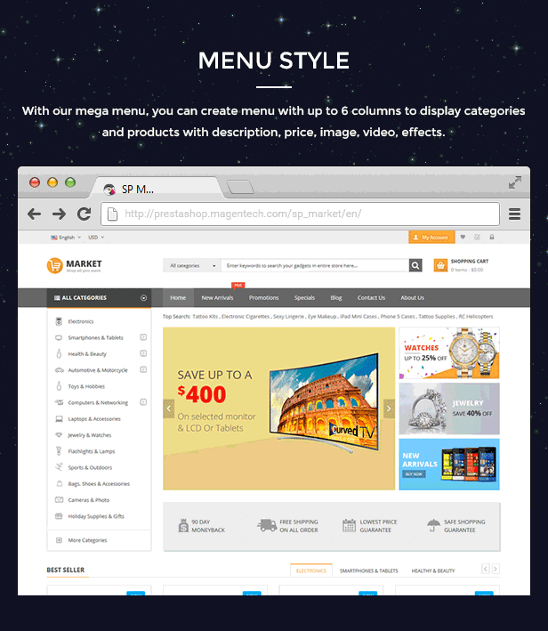 Market - Responsive Multipurpose Prestashop Theme - Menu