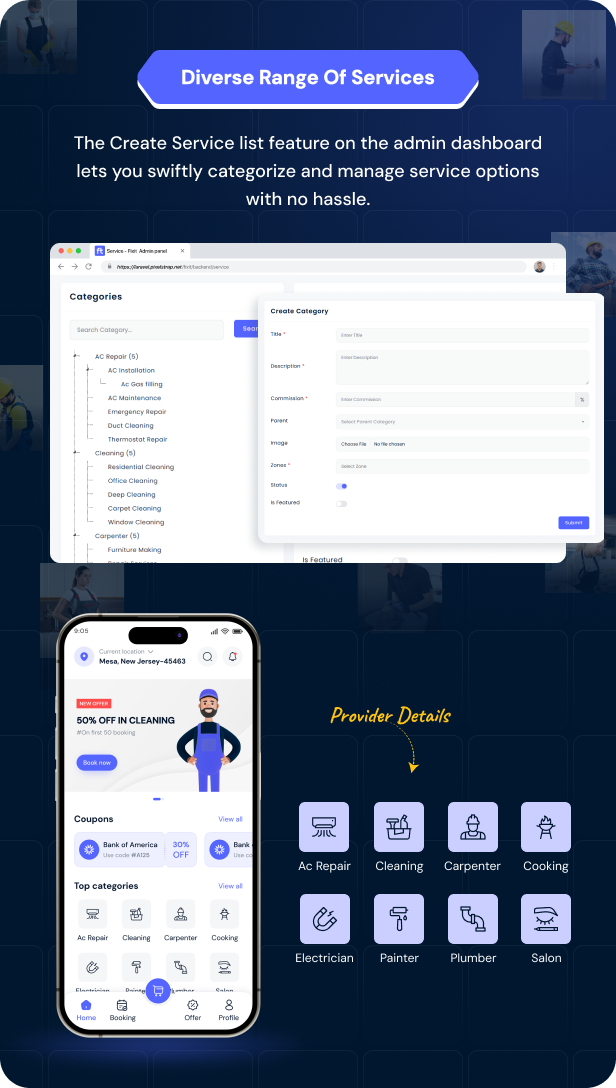Fixit | Multi Vendor On Demand, Handyman, Home service Flutter App with Admin Complete Solution