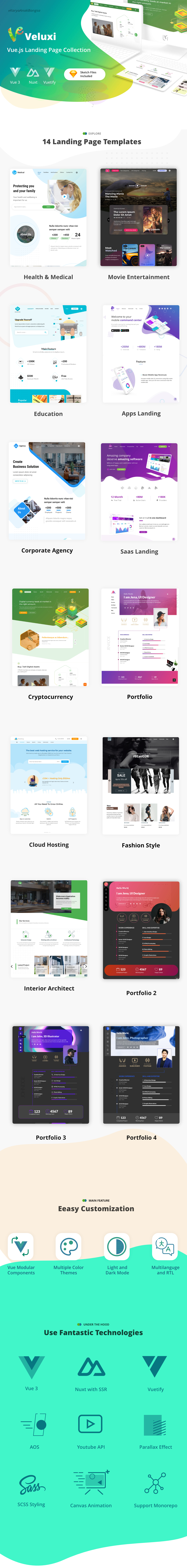دانلود قالب Vue JS صفحه فرود Veluxi