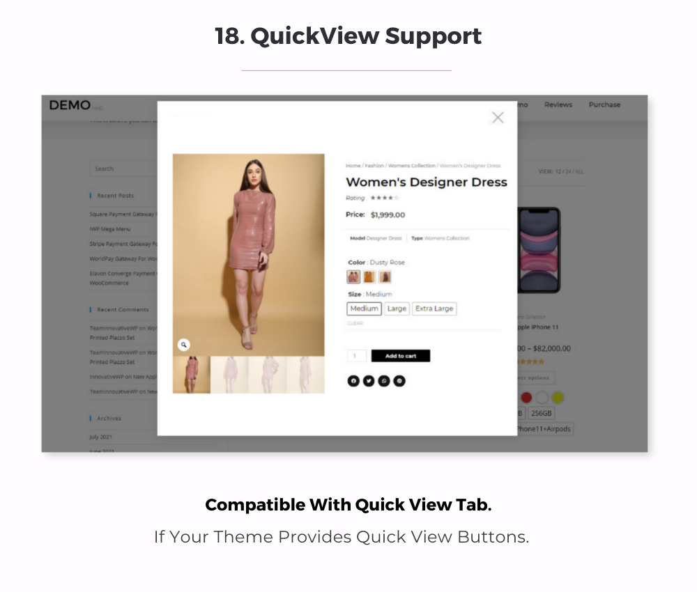 WooCommerce Variation Swatches On QuickView