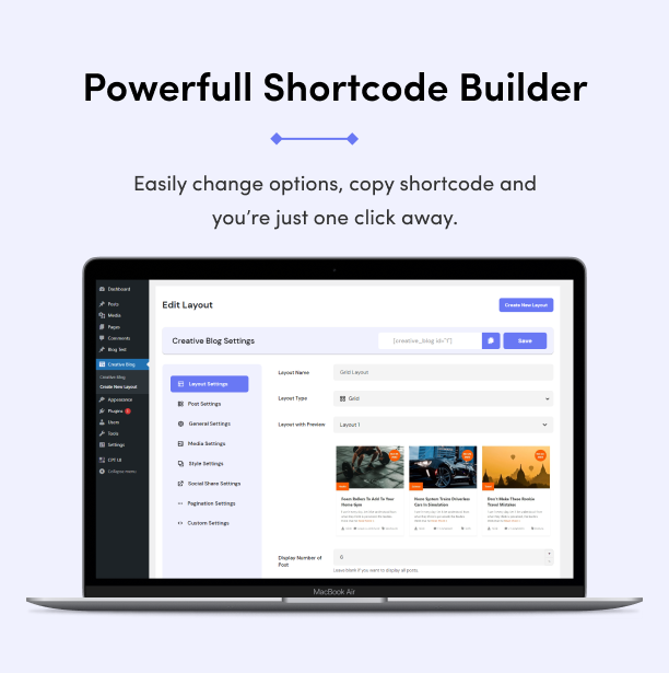 Powerfull Shortcode Builder - Creative Blog Designer Bundle for WordPress