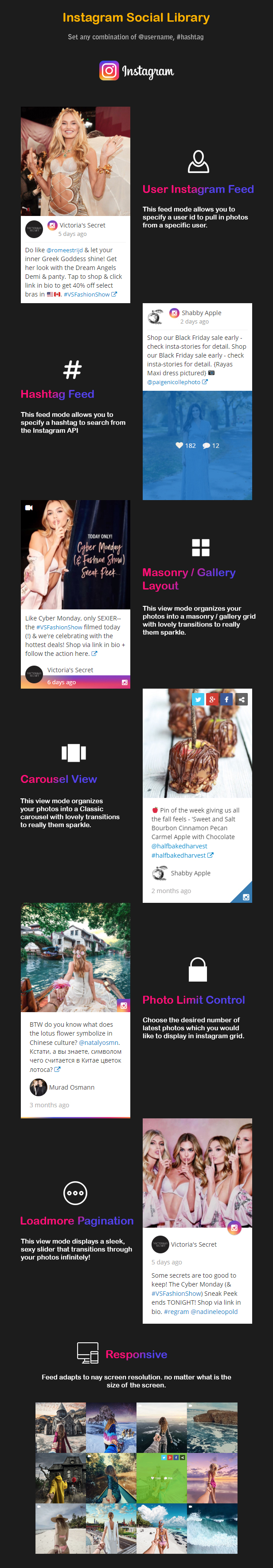 Elementor - Grille de flux social Instagram avec carrousel