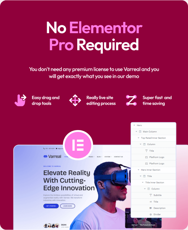 Varreal  - Virtual & Augmented Reality Engineering Elementor Template Kit - 2