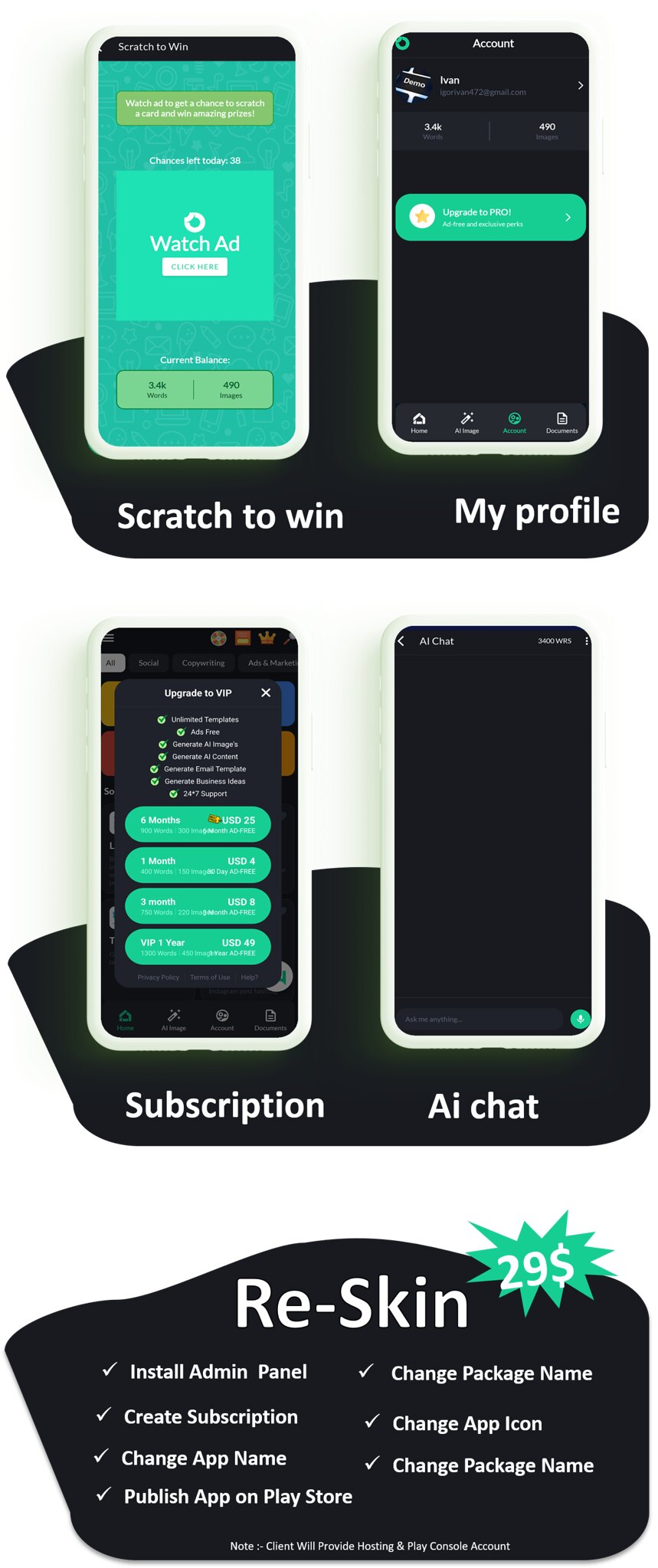 Will AI bot - ChatGPT AI Content writer App | AI Image AI | Lucky Wheel & Scratch Payment gateway - 7