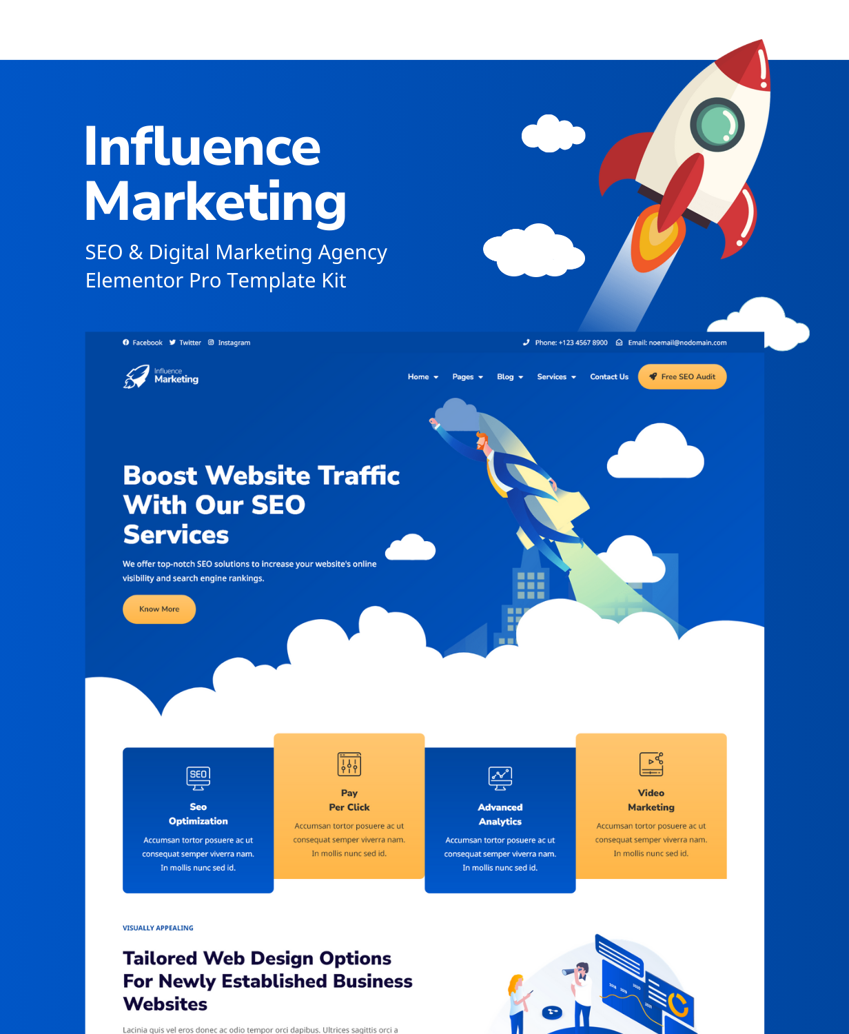 Influence Marketing - SEO & Digital Agency Elementor Pro Template Kit - 1