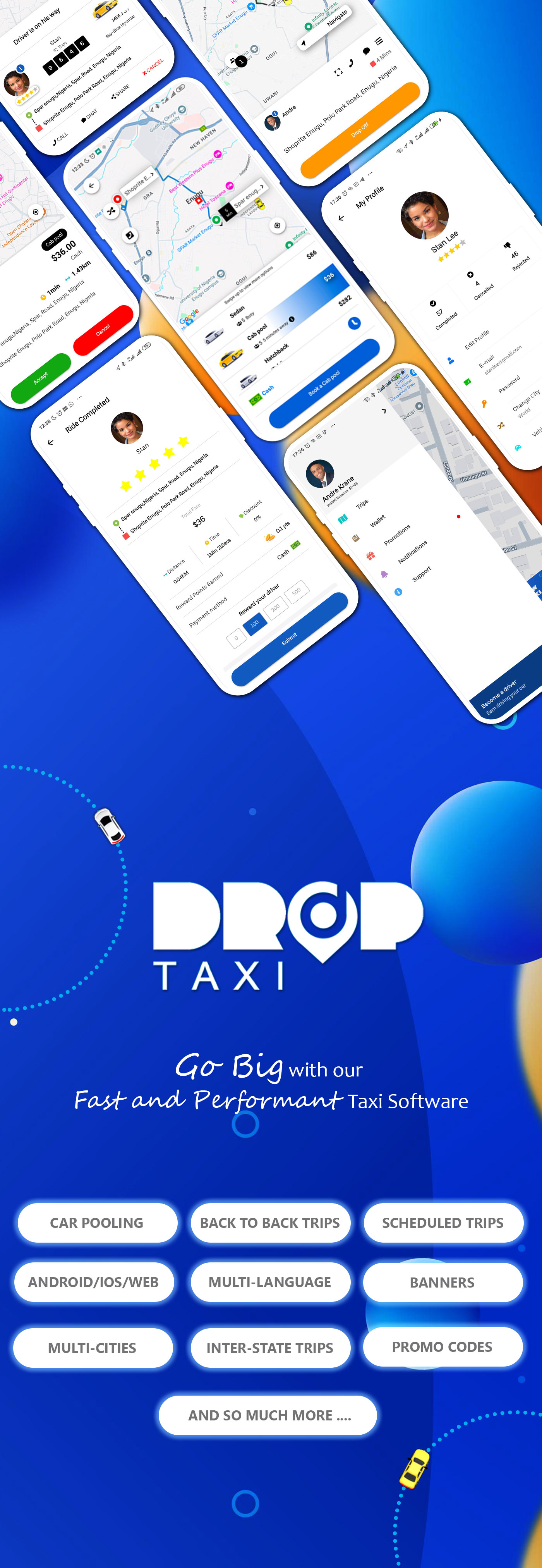 Droptaxi white label mobile taxi app software script - 1