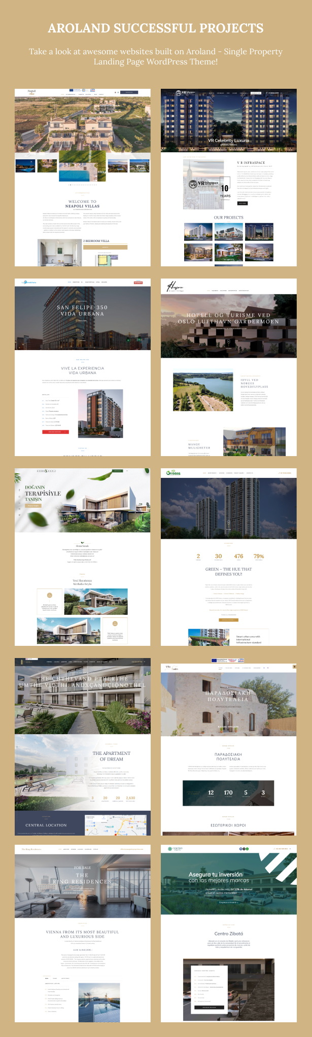 Aroland - Single Property Landing Page WordPress Theme Projects Showcase