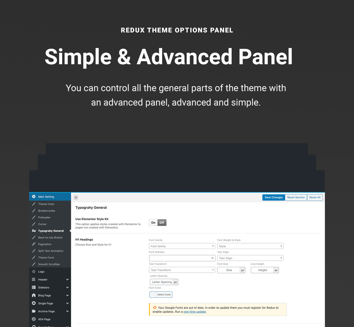 Styler - Tema WordPress WooCommerce Opções de tema