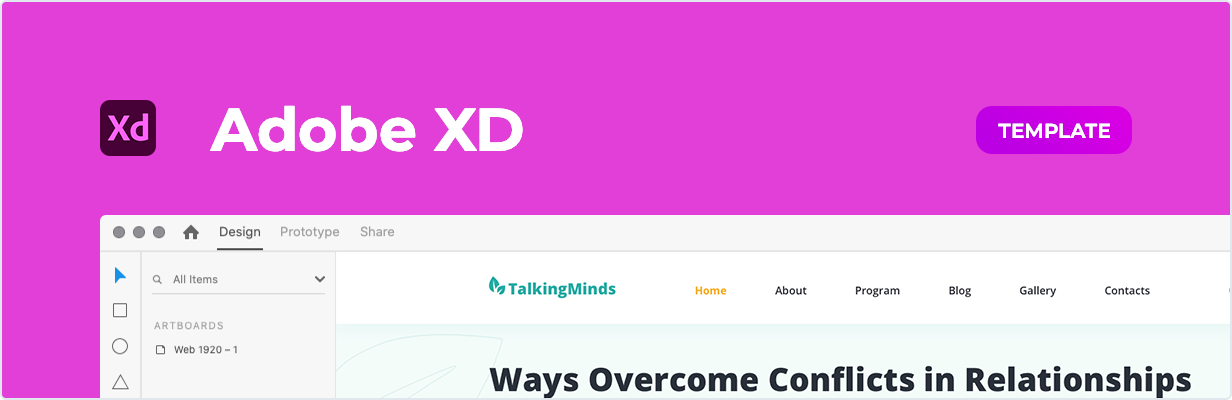 Talking Minds – Psychotherapist Template for XD