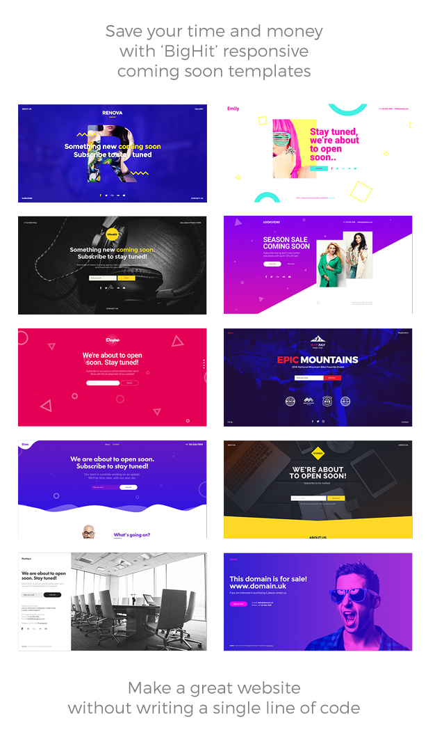 BigHit - 11 in 1 Coming Soon Responsive Muse Templates - 1