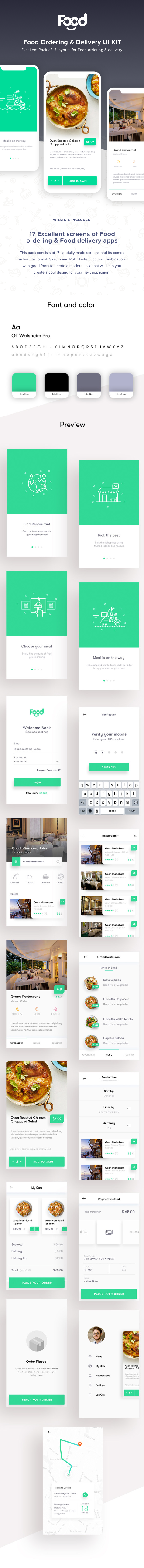 Food Ordering & Delivery UI kit 17  Sketch -  PSD Template - 1