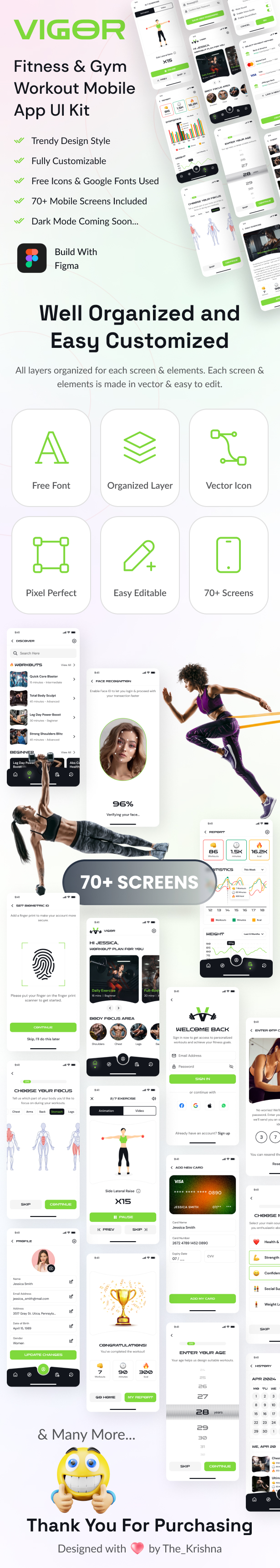 Fitness & Gym Workout Mobile App Figma UI Kit - Vigor Health - 3