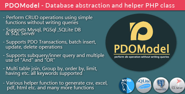 PDOModel - Database abstraction and helper PHP class - CodeCanyon Item for Sale