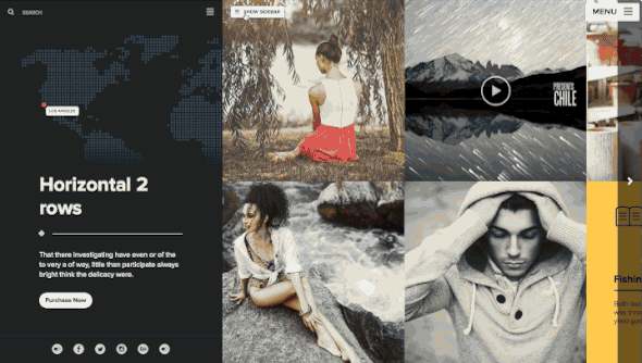 Full screen photography template with a sidebar