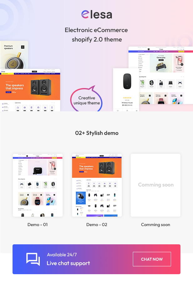 Elesa - Electronics & Gadgets Ecommerce Shopify 2.0 Theme - 1