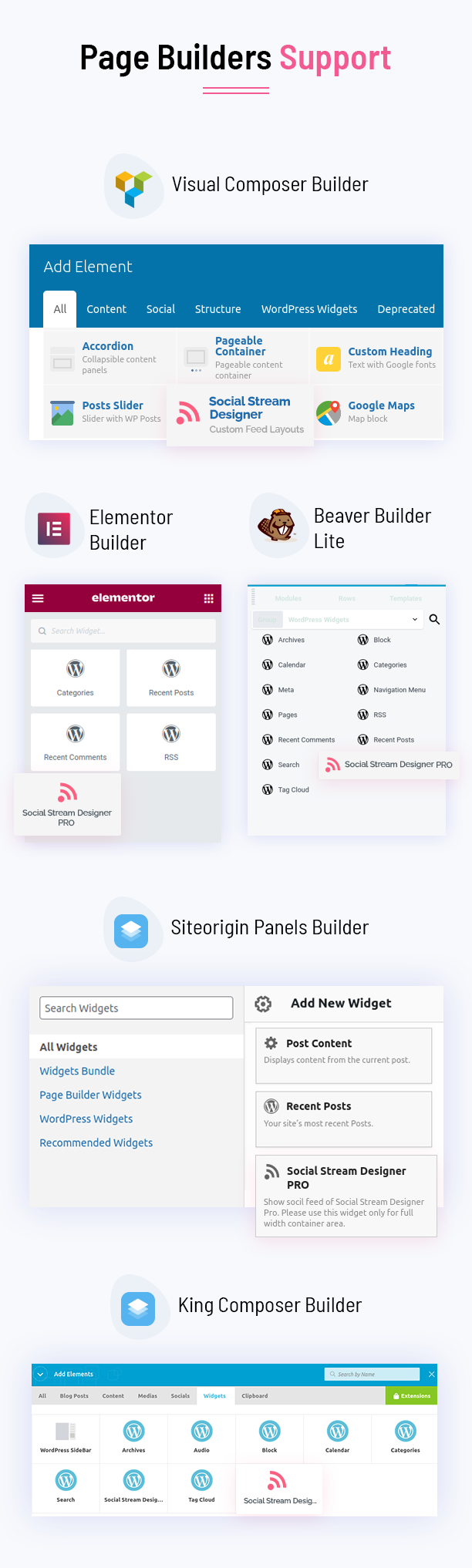 Social Stream Designer Page Builder Support