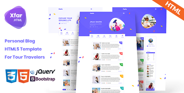 Paris - Personal Tour Travelers Blog PSD Template - 1