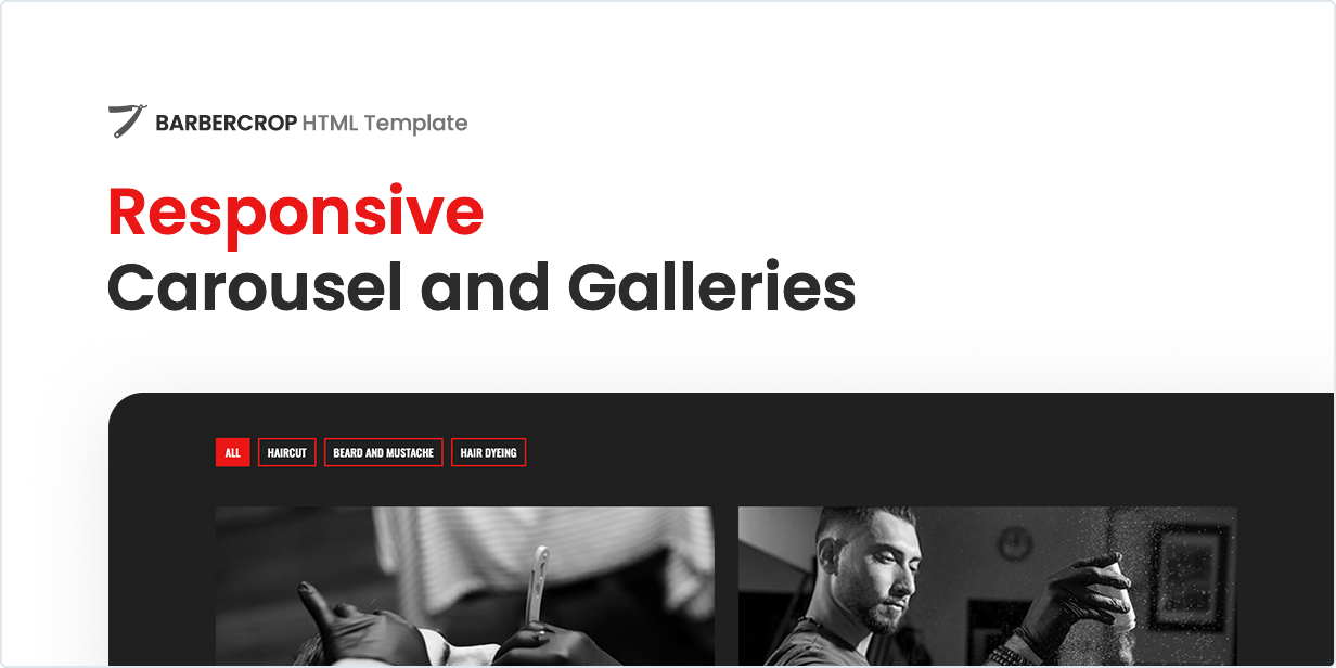 Responsive Carousel and Galleries of the Hairdressing Template