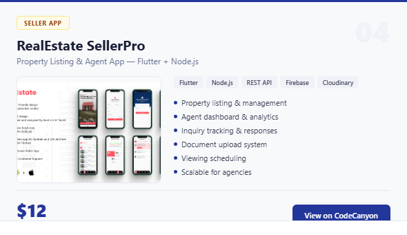 RealEstate SellerPro — Property Listing & Agent App