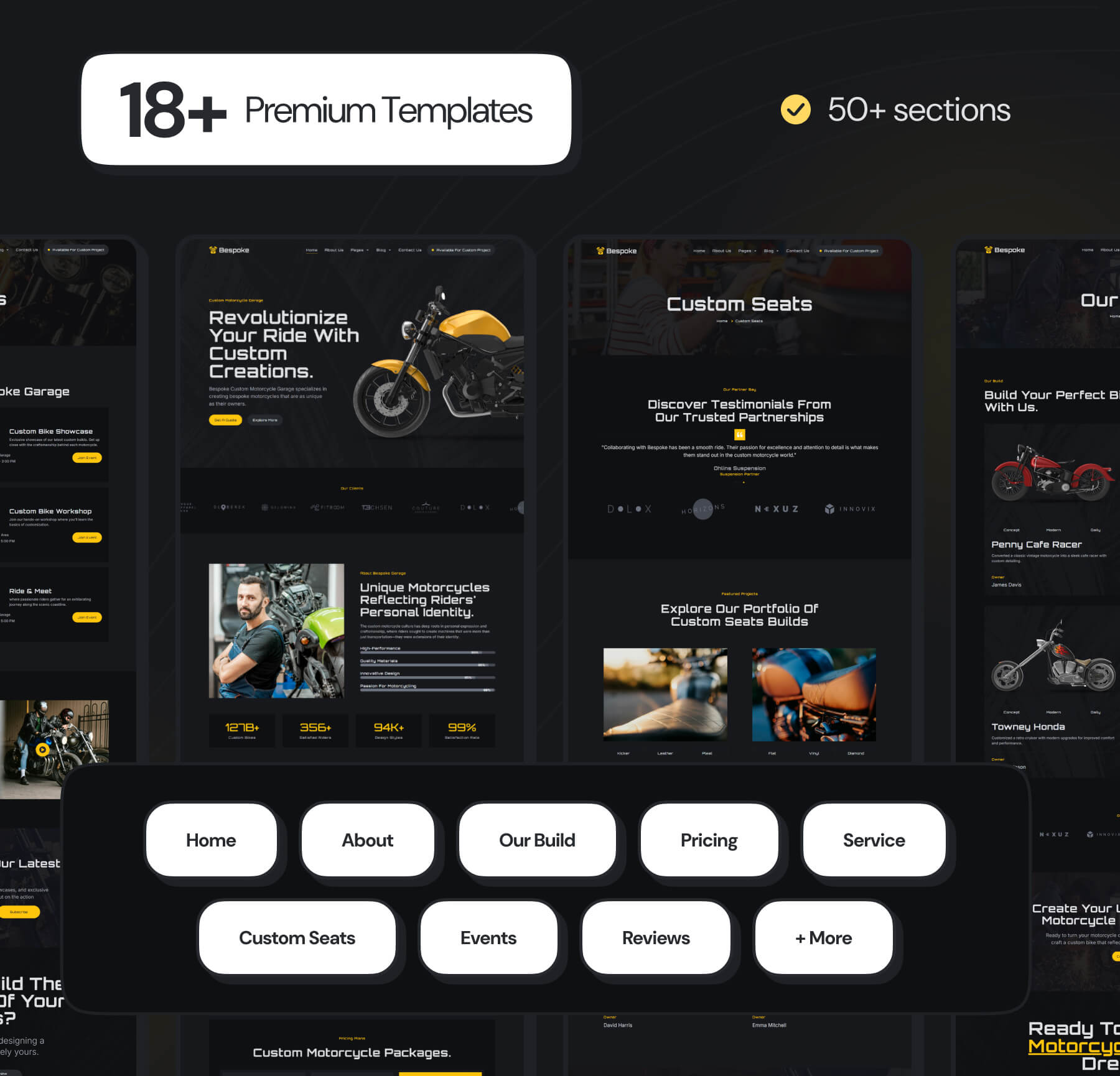 Bespoke - Custom Motorcycle Garage Elementor Pro Template Kit - 4