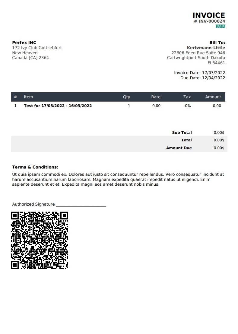 Invoice QR code Perfex