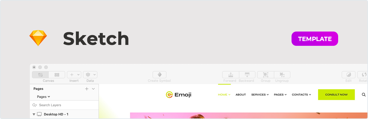 Emoji – Event Agency Template for Sketch