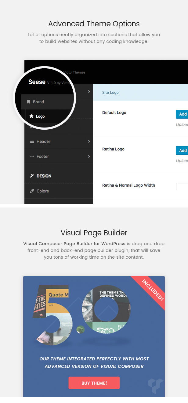 Seese Theme Options & Visual Composer
