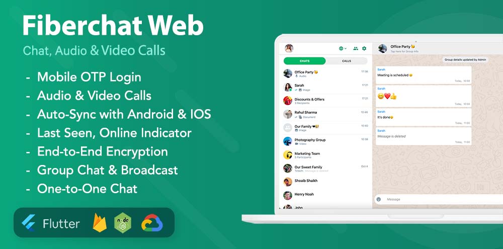 Fiberchat v1.0.32 - Whatsapp 克隆完整聊天和通话应用程序 | Android 和 iOS Flutter 聊天应用-第2张图片-Ceacer网络