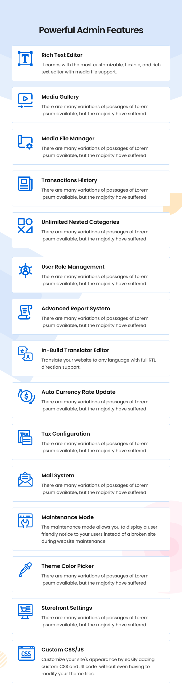 admin features