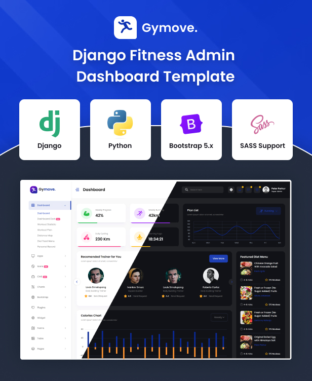Gymove - Django Fitness Admin Dashboard Bootstrap Template