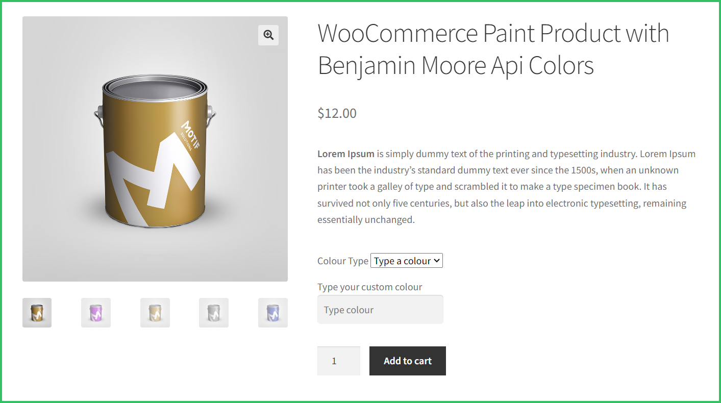 Custom Paint Color Swatches for WooCommerce