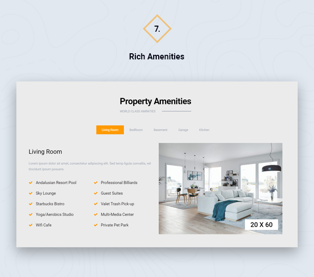 Property Amenities in HouseSang Single Property WordPress Theme