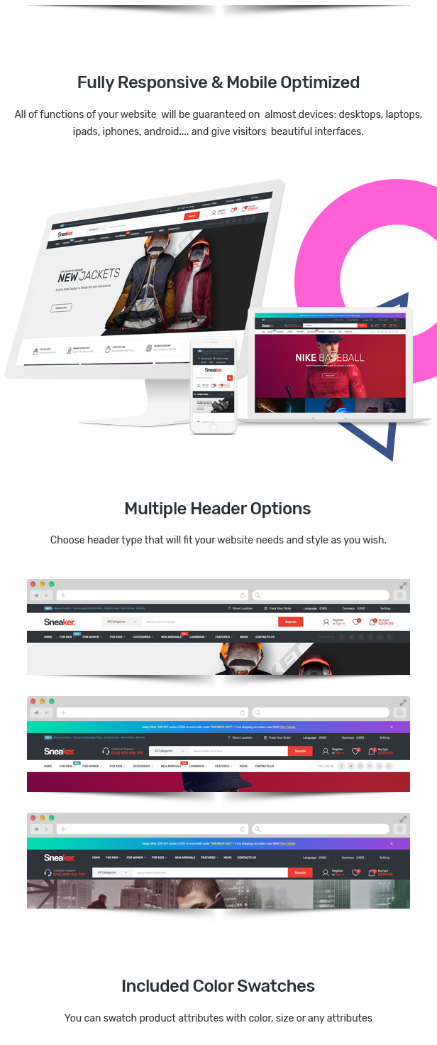 Sneaker - Shoes Responsive OpenCart Theme (Included Color Swatches)