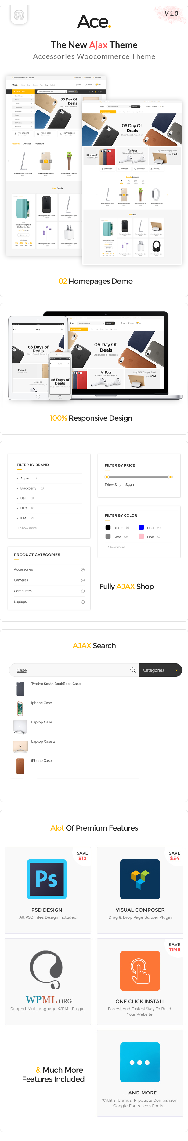 Ace - Accessories AJAX Woocommerce Theme - 1