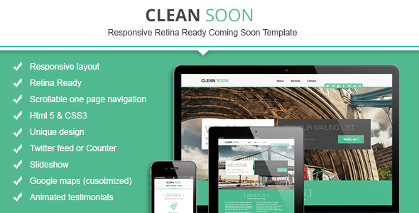   Clean Soon Responsive Retina Ready Coming Soon  
