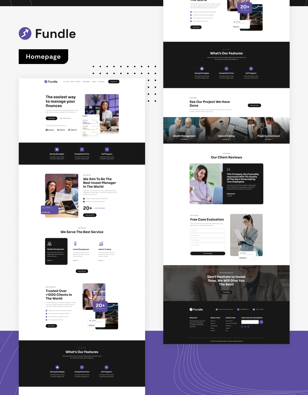 Fundle - Finance & Investment Manager Elementor Template Kit - 1