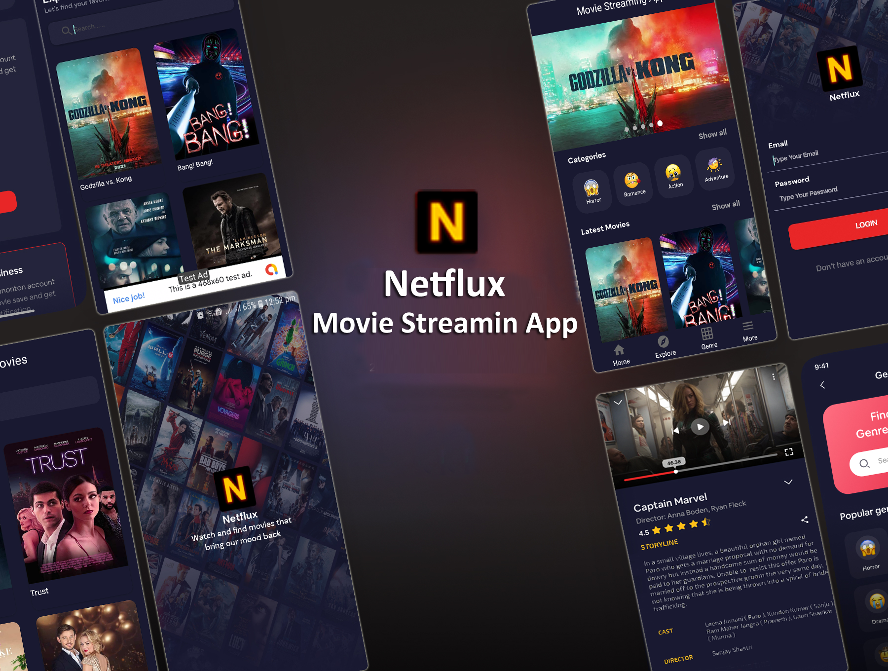 Netflux Movies Live Streaming TV Series Android app by