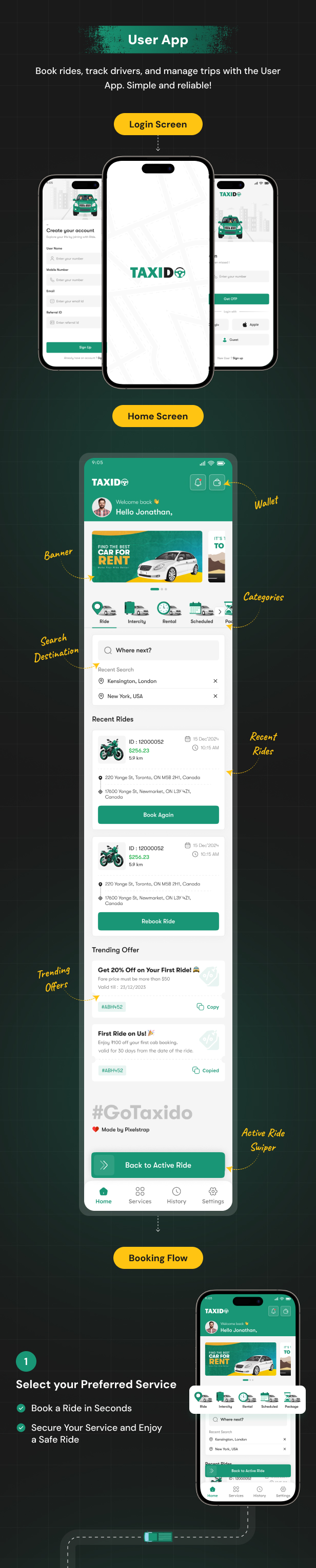 Taxido | Full Solution Taxi Cab Booking with Laravel and React Native