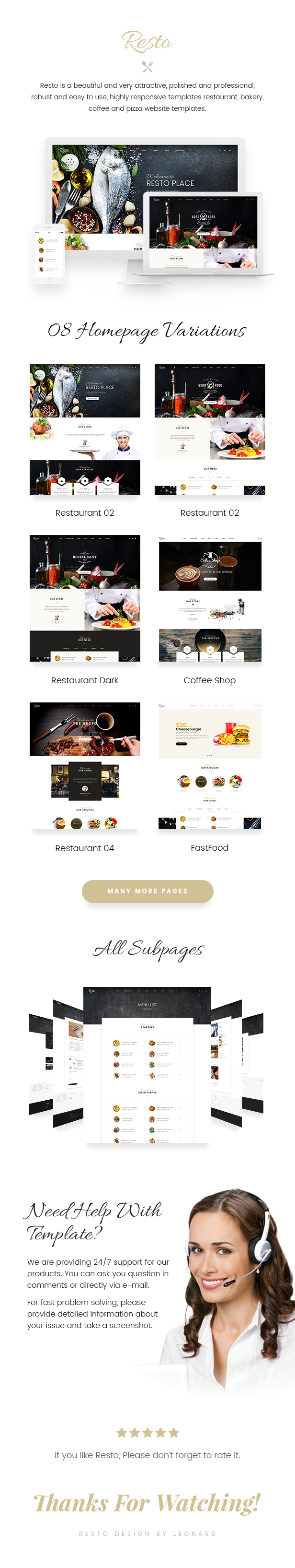 Resto | Multipurpose Restaurant & Cafe PSD Template - 1