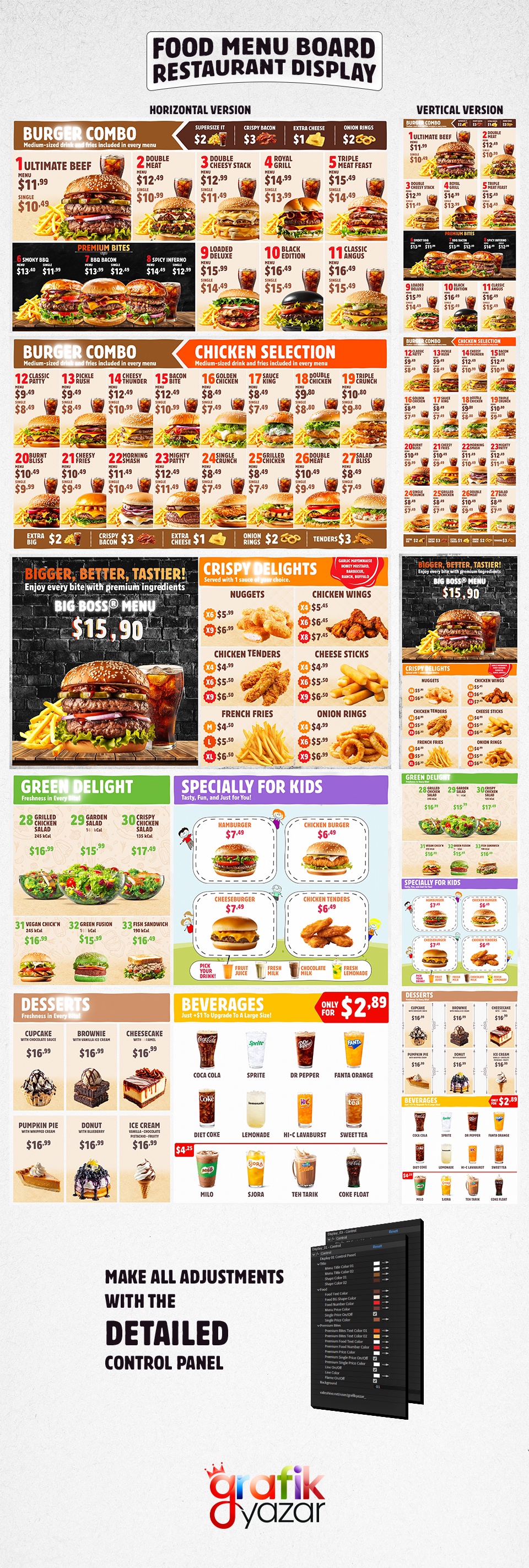 Food Menu Board - Restaurant Display - 2