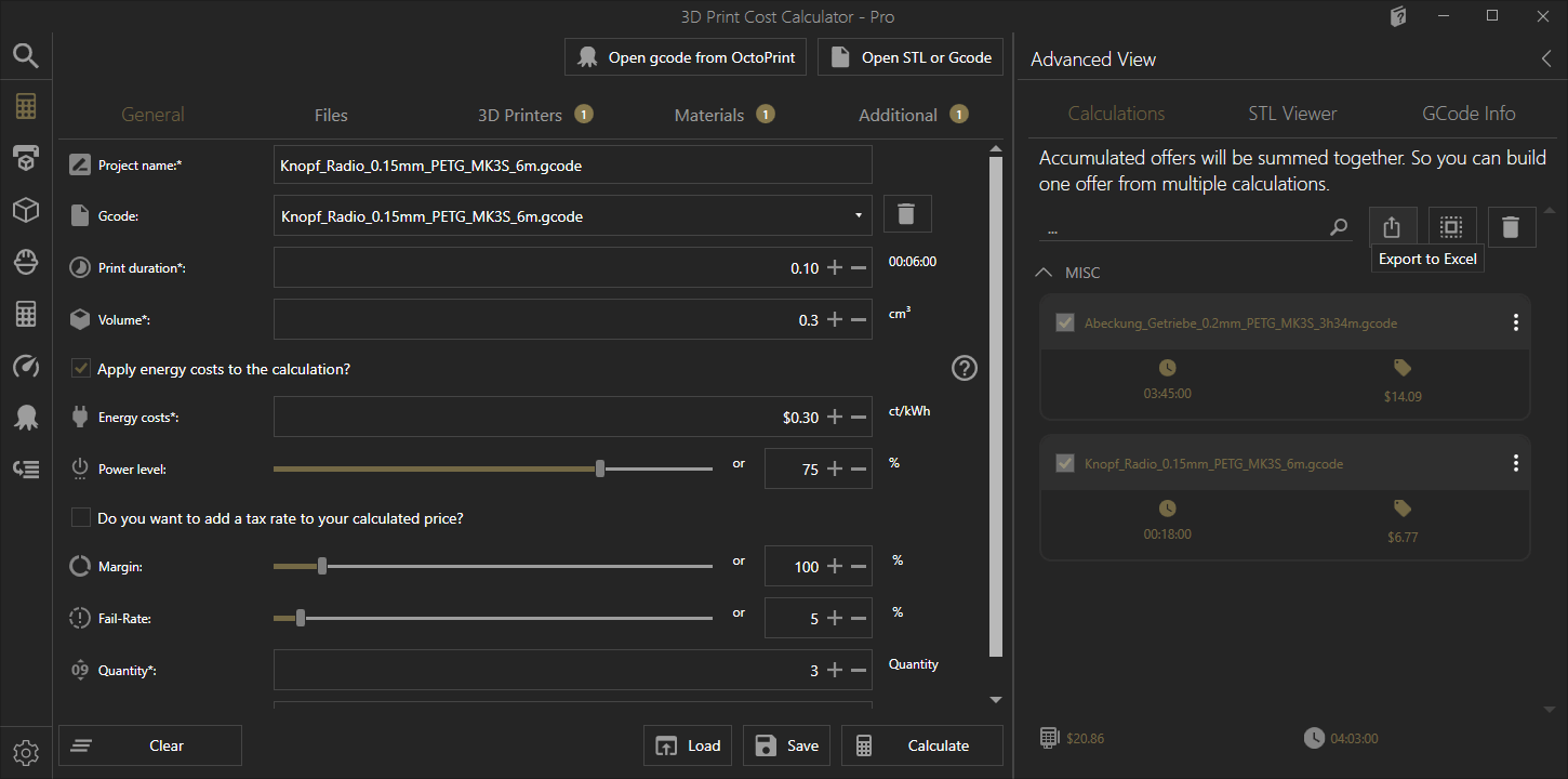 3D Print Cost Calculator 2.0 for Windows - 2