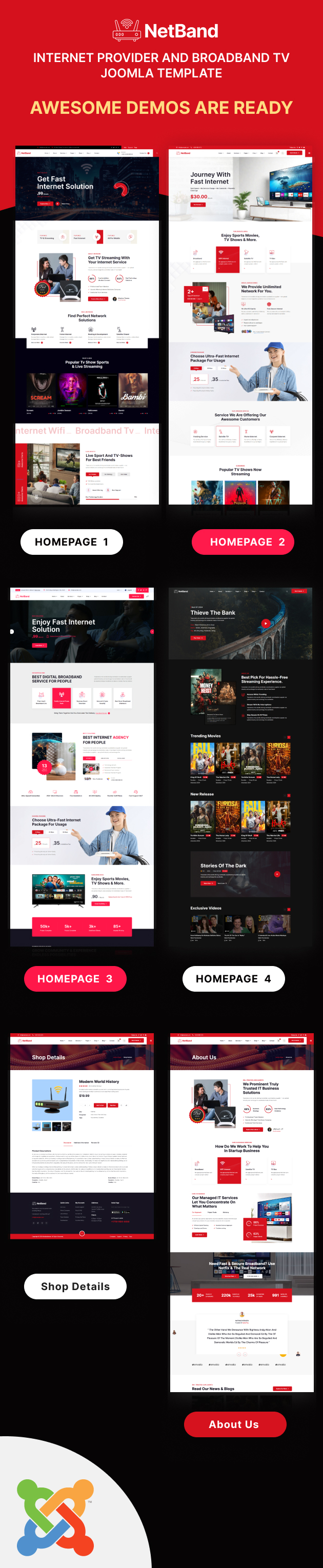 NetBand - Internet Provider and Broadband TV Joomla Template - 1