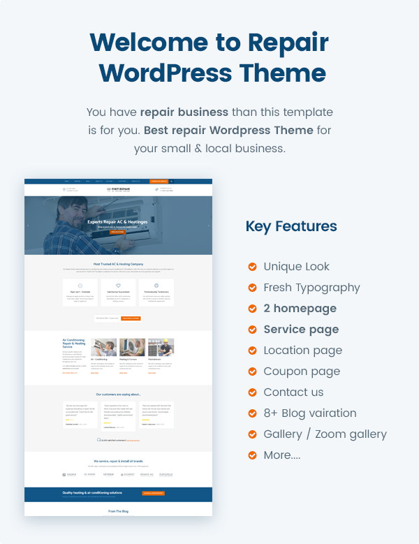 Air conditioner & HVAC Repair WordPress theme