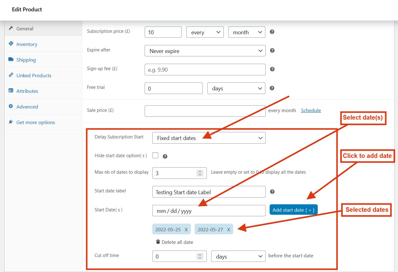 WooCommerce Subscriptions Custom Start Date Fixed Dates Setting