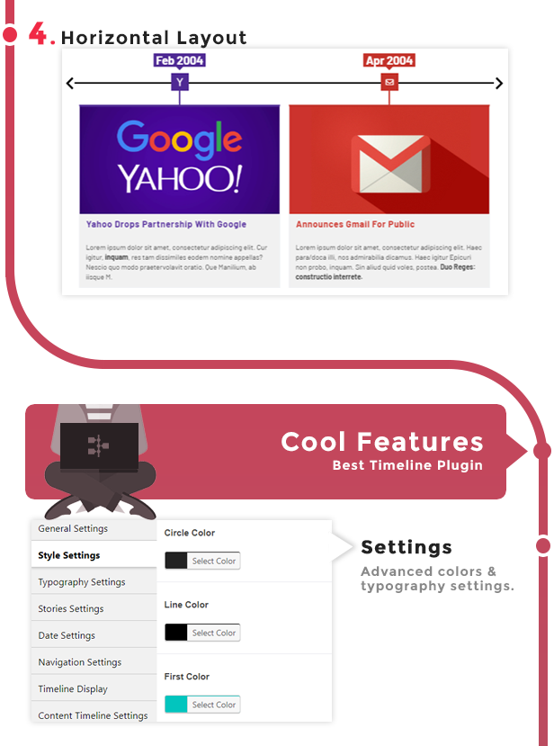 Cool Timeline Pro WordPress 的水平和垂直时间轴插件
