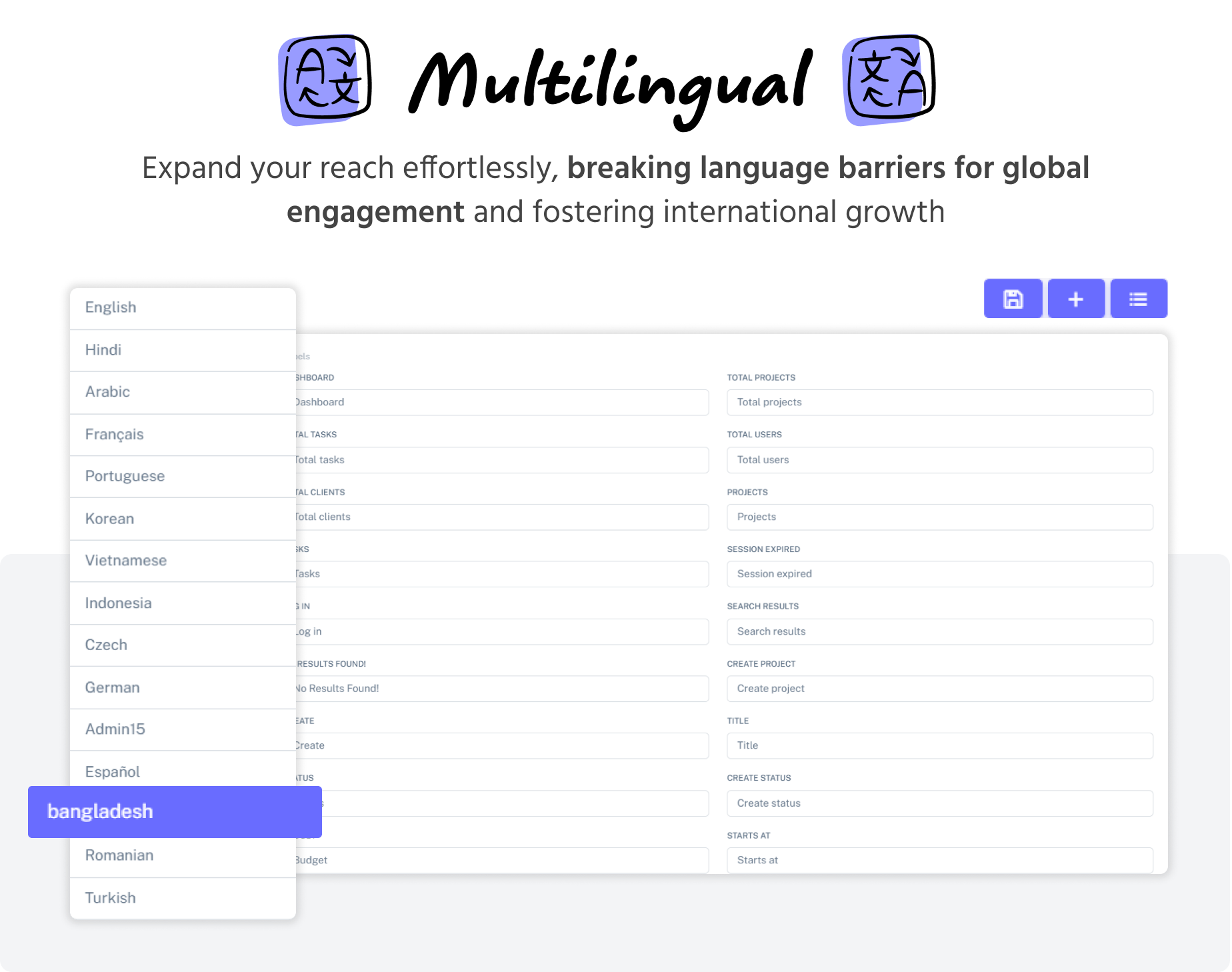 Multi Language - Admin panel - Taskify SaaS - Project Management, Task Management & Productivity Tool