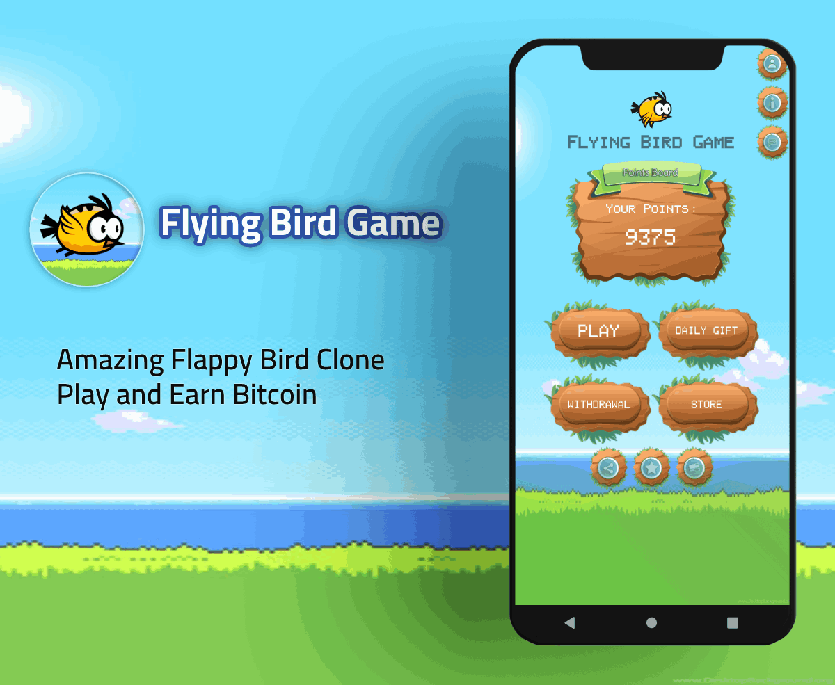 Flying Bird Game - Play to Earn Bitcoin with Admin Panel and Admob - 7