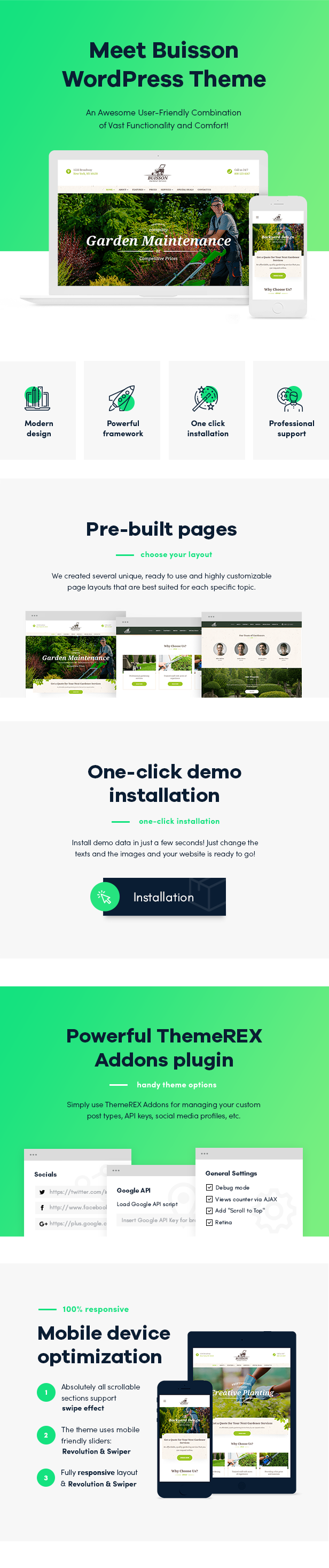 Gardening WordPress Theme features