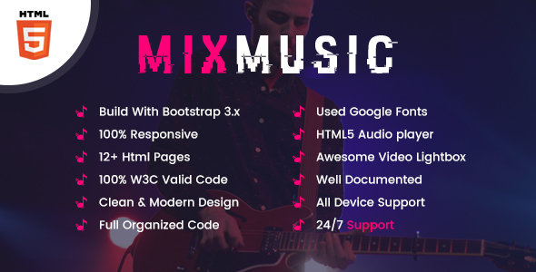 MixMusic -  Music, Band & Radio Template - Music and Bands Entertainment